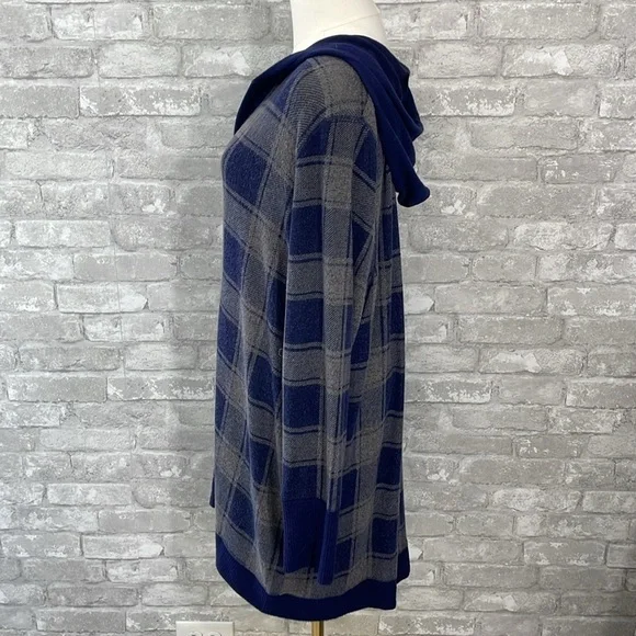 Maurices Blue and Gray Plaid Hooded Cardigan - Picture 3 of 6
